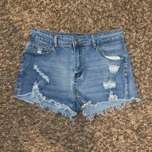 SHEIN Blue Distressed Jean Shorts